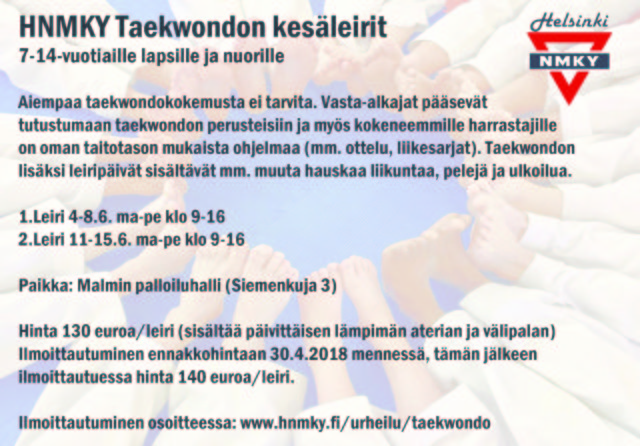 taekwondon kesäleiri 2018 website