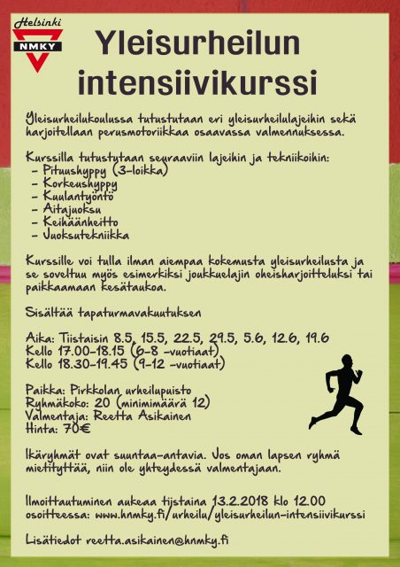 yleisurheilun intensiivikurssi 2018 ennakkomainos ver2