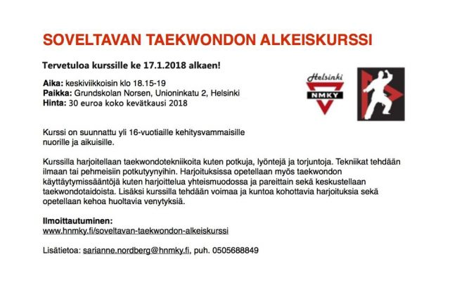 SoveltavataekwondoKevät2018esite